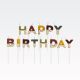 Svečke za torto, "Happy Birthday" pisano-zlate, 7x14cm