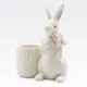 Zajec velikonočni, s košaro, bel, porcelan,13x8x19cm