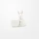 Zajec velikonočni, s polovico jajčke, bel, porcelan, 10x5x12cm