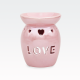 Izparilnik za čajno lučko, ter olje/vosek, "LOVE", roza, keramika, 13cm