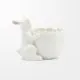 Zajec velikonočni, s polovico jajčke, bel, porcelan, 13x8.5x15.5cm