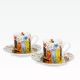 Set 2 skodelic za espreso s podstavkom - mačke, v darilni embalaži, "GARDEN FELINES", new bon, 90ml, 5.7cm