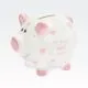 Hranilnik, pujsek, za rojstvo, "MY FIRST PIGGY BANK", belo/roza, kitajski porcelan, 10x13.5cm