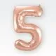 Balon napihljiv, "5", rosegold, 40cm + palčka za napihnit