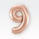 Balon napihljiv, "9", rosegold, 40cm + palčka za napihnit