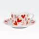 Skodelica s podstavkom, srca, v darilni embalaži, "LOVE 2", 220ml, new bone, 6cm