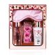 Darilni set HEART CASCADE z vonjem magnolije, (gel za tuširanje 120ml, losjon za telo 120ml, kopalni konfeti v obliki vrtice 3x3.5g, preveza za spanje)