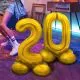 Balon napihljiv na zrak, "2", zlati, prostostoječ, 72cm