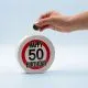 Hranilnik "Happy Birthday" prometni znak 50, keramika, 13cm