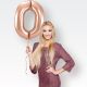 Balon napihljiv, za helij/zrak, rose gold, številka "0", 86cm
