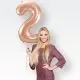 Balon napihljiv, za helij/zrak, rose gold, številka "2", 86cm