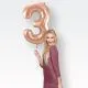 Balon napihljiv, za helij/zrak, rose gold, številka "3", 86cm