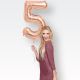 Balon napihljiv, za helij/zrak, rose gold, številka "5", 86cm