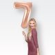 Balon napihljiv, za helij/zrak, rose gold, številka "7", 86cm
