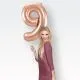 Balon napihljiv, za helij/zrak, rose gold, številka "9", 86cm