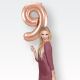 Balon napihljiv, za helij/zrak, rose gold, številka "9", 86cm