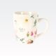 Lonček z motivom cvetja in listja, porcelan, 200ml, sort.