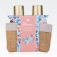 Kopalni set BLOSSOM v košarici iz jute, z vonjem travnika z divjimi cvetovi, (gel za tuširanje 150ml, losjon za telo 150ml)