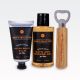Darilni set za moške MENS COLLECTION v darilni embalaži, z vonjem breze in cedre, (gel za tuširanje/kopel 140ml, balzam po britju, 60ml, odpirač za steklenice z lesenim ročajem, z napisom "This guy needs a beer!")