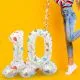 Balon napihljiv na zrak, "0", bel - party motiv, prostostoječ, 72cm