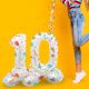 Balon napihljiv na zrak, "0", bel - party motiv, prostostoječ, 72cm