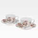 Set 2 skodelic za espreso s podstavkom - vrtnice, v darilni embalaži, "SECESSION", 90ml, new bone, 6.5cm