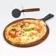 Set za pizzo, deska iz akacijevega lesa z ročajem in rezilo, 30cm