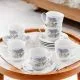 Set skodelic za kavo s krožniki, sivka, srebrna linija, 6/1, porcelan, 180ml