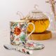 Lonček s pokrovom, Anthina, kitajski porcelan, v darilni embalaži, 10.5cm + žlička