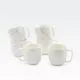 Set lončkov na lesenem stojalu, 6/1, beli z marmornim motivom, porcelan, 13x31cm