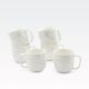 Set lončkov na lesenem stojalu, 6/1, beli z marmornim motivom, porcelan, 13x31cm