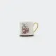 Lonček, bel z rjavim napisom Coffee, porcelan, 8.7x8.7x8.7cm, sort.