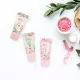 Kopalni set BLOSSOM, (30ml gel za tuširanje, 30ml mleko za telo, 30ml krema za roke in nohte), z vonjem Pink Saffron, v stekleni dozi z zamaškom iz plute