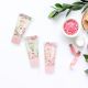 Kopalni set BLOSSOM, (30ml gel za tuširanje, 30ml mleko za telo, 30ml krema za roke in nohte), z vonjem Pink Saffron, v stekleni dozi z zamaškom iz plute