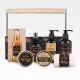 Kopalni set za moške MEN'S COLLECTION, (190ml gel za tuširanje, 190ml peneča kopel, 120ml maslo za telo, 120ml piling za telo, 100g kopalna sol, 90ml sprej za telo, brisačka 30x30cm), z vonjem Birch&Cedar, v kovinski košari