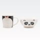 Set skodelice 360ml, 9cm in sklede, 600ml, 14x6cm, živalski motiv, porcelan, sort.