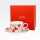 Skodelica s podstavkom, srca, v darilni embalaži, "LOVE 2", 220ml, new bone, 6cm