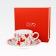 Skodelica s podstavkom, srca, v darilni embalaži, "LOVE 2", 220ml, new bone, 6cm