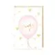 Voščilnica, rojstvo, Punčka je!, roza balon, srčki, bela