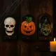 Dekoracija za halloween, zvonec za vrata, z rdečimi LED očmi, ter zvokom, PVC, 19x11cm, sort.