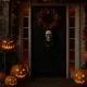 Dekoracija za halloween, smrtna glava, tolkalo za vrata, z rdečimi LED očmi, ter zvokom, PVC, 29cm