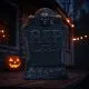 Dekoracija za Halloween, spomenik RIP z okostnjakom, z zvokom, stiropor, 38.5x26cm