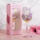 Kozarec za vino poslikan, marjetice, 23cm, v darilni embalaži