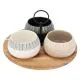 Set servirnih posodic na lesenem pladnju, 22x22x11 cm