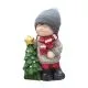 Punčka/fant s smrekico, božična dekoracija z LED lučko, polimasa, 23x18x36cm, sort.