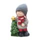 Punčka/fant s smrekico, božična dekoracija z LED lučko, polimasa, 23x18x36cm, sort.