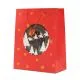 Vrečka darilna, božična, rdeča z zvezdicami, 23x18x10cm, sort.