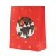 Vrečka darilna, božična, rdeča z zvezdicami, 23x18x10cm, sort.