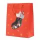 Vrečka darilna, božična, rdeča z zvezdicami, 40x30x12cm, sort.