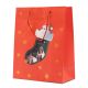 Vrečka darilna, božična, rdeča z zvezdicami, 40x30x12cm, sort.